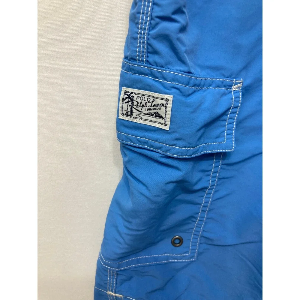 Polo Ralph Lauren Swim Trunks Shorts Mens XL Blue Cargo Pocket Mesh Lined Beach